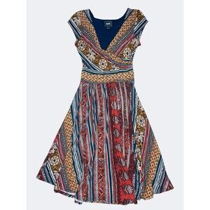 Maeve by Anthropologie Tamera Midi Dress Womens XS Earthy Tones Faux Wrap Boho